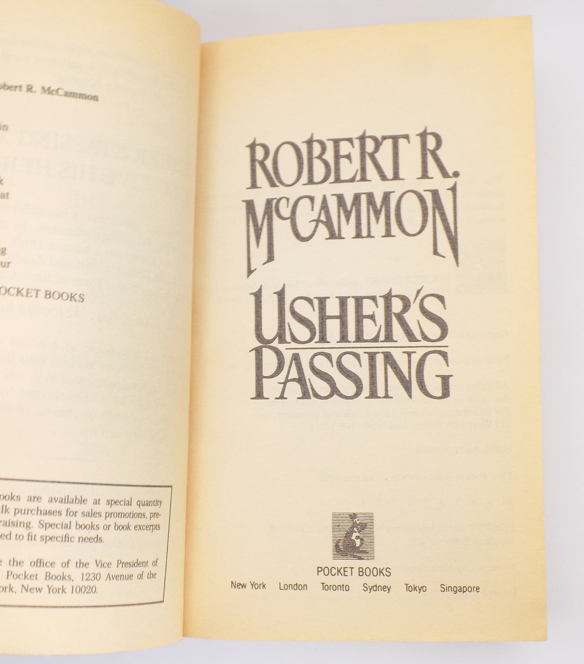 Ushers’ Passing by Robert McCammon [1st Pocket Books Printing] · 1992