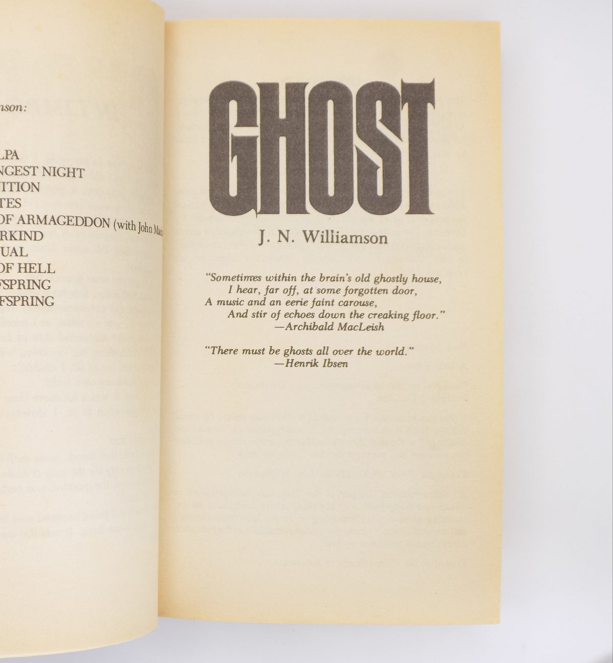 Ghost by J.N. Williamson [BMI, 1984]
