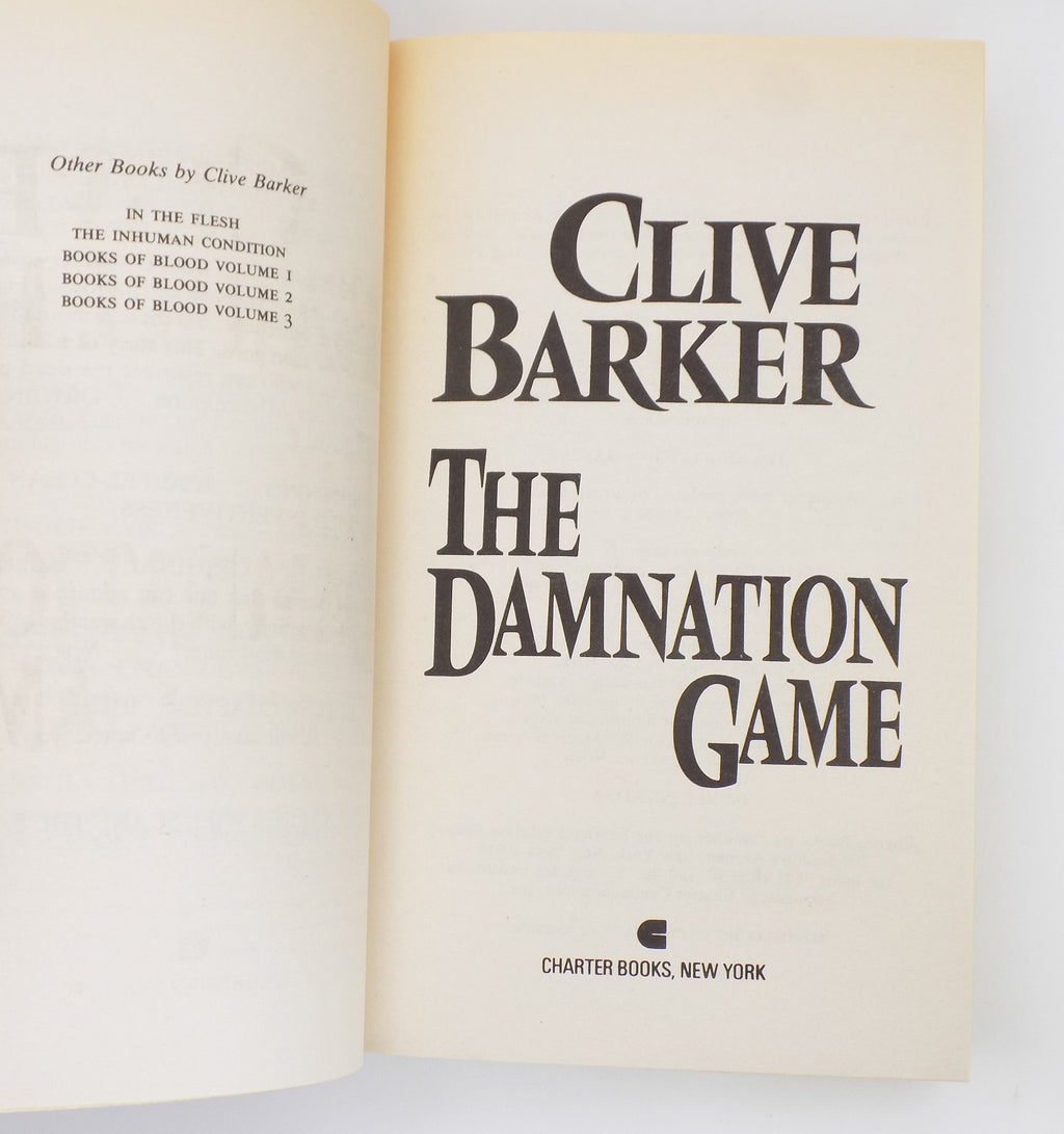 The Damnation Game by Clive Barker [Charter Books, 1988]