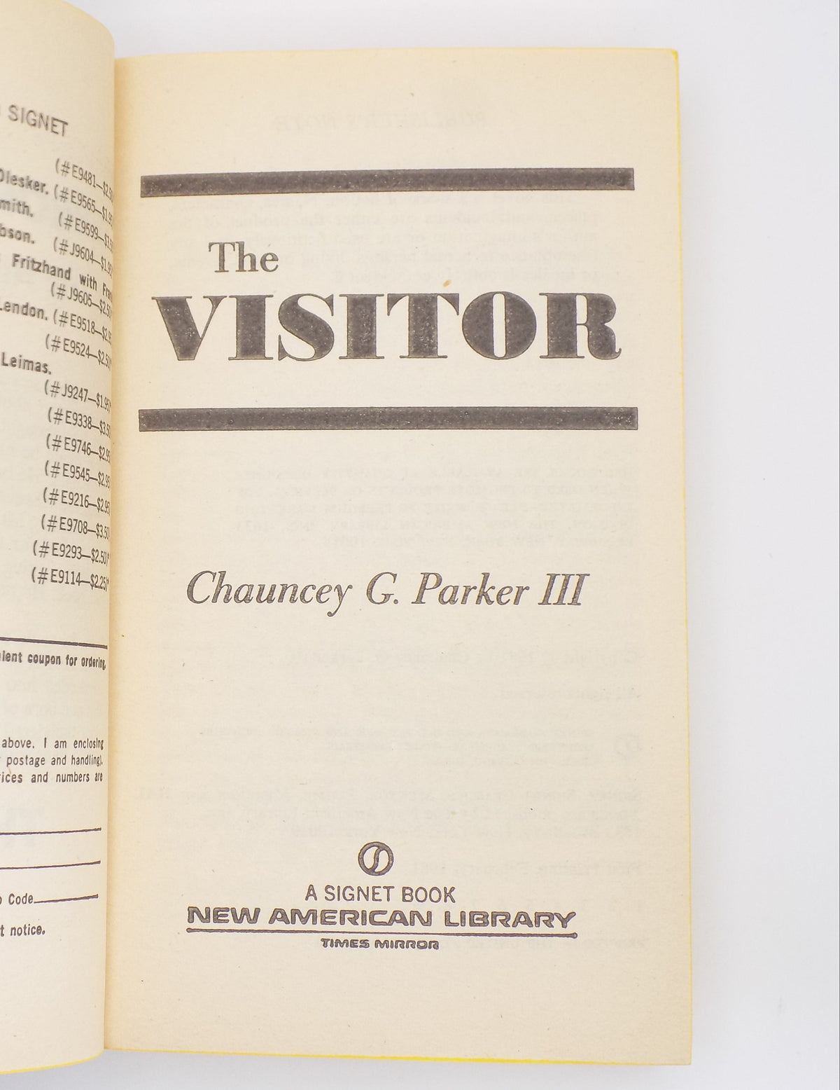 The Visitor by Chauncey G. Parker III [1st Printing] ·Signet, 1981