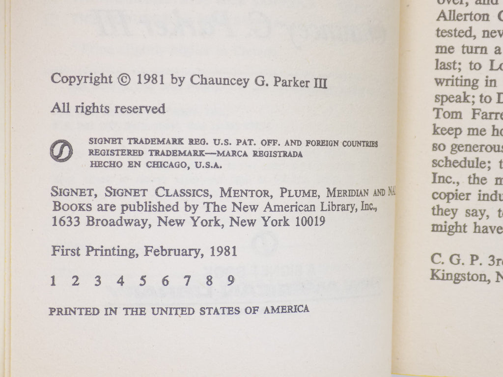 The Visitor by Chauncey G. Parker III [1st Printing] ·Signet, 1981