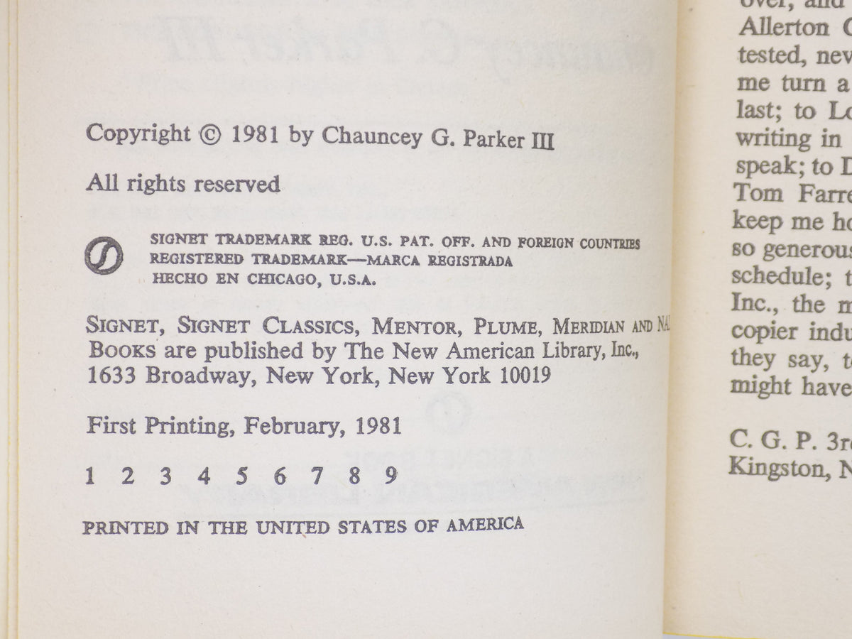 The Visitor by Chauncey G. Parker III [1st Printing] ·Signet, 1981