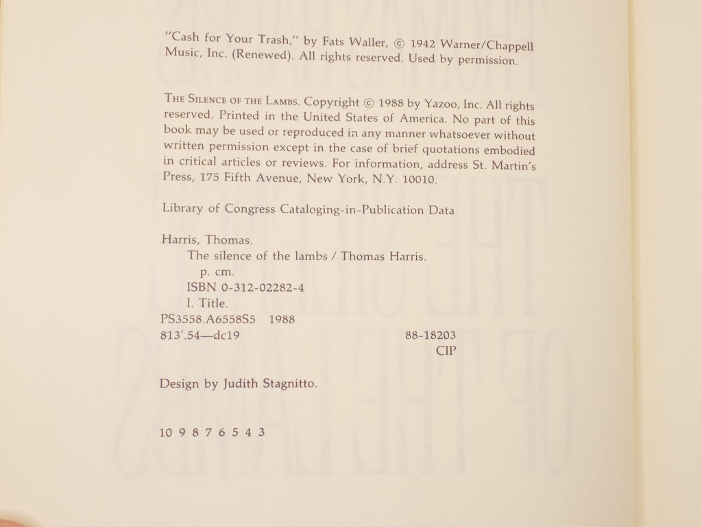 The Silence of the Lambs by Thomas Harris [Hardcover, 1988]